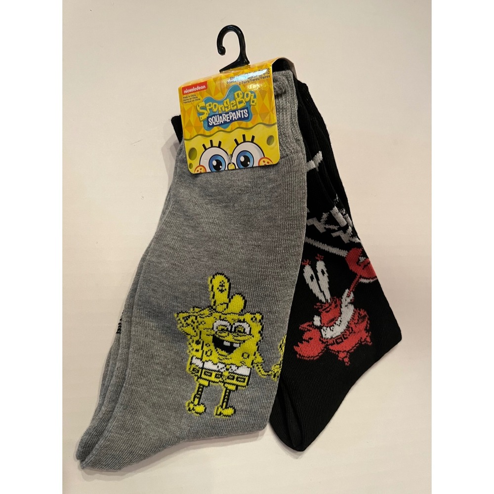 Nickelodeon Sponge Bob Squarepants 2 Pair Unisex Socks Size 6-12